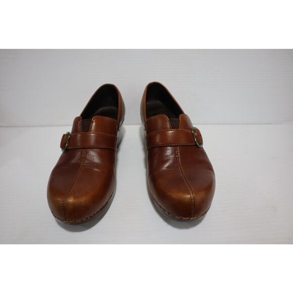 Dansko Tamara Leather Clogs 38 7.5-8 Brown Slip On with Buckle - Picture 1 of 9